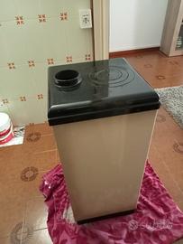 stufa a legna con relativi tubi di scarico 