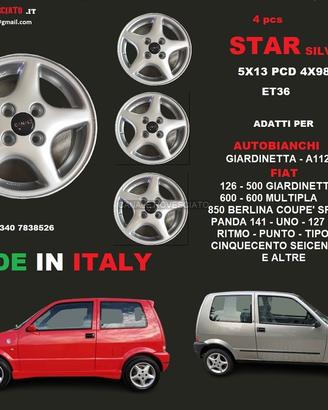 CERCHI STAR SILVER 5X13 et36 4x98 Autobianchi FIAT