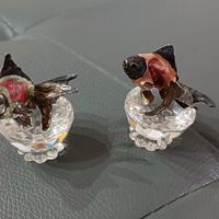 Coppia di micro pesci con base in cristallo