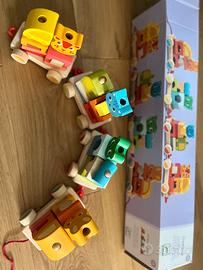 l trenino in legno impilabile "Crearoule" di Djeco