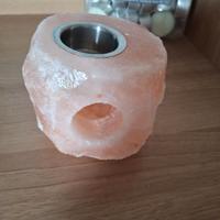 Portalumino di Sale Himalayano e 50 Lumini in Cera