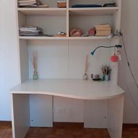 Scrivania in legno bianco con libreria - nuova