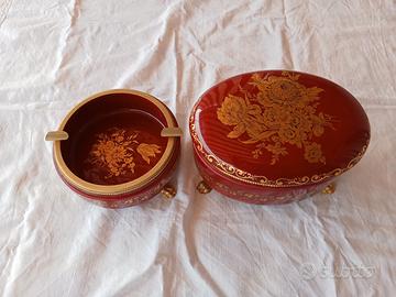 portaoggetti e posacenere porcellana rossa 