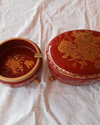 portaoggetti e posacenere porcellana rossa 