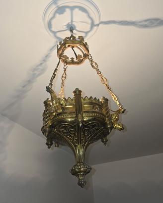 antico lampadario in bronzo dorato 