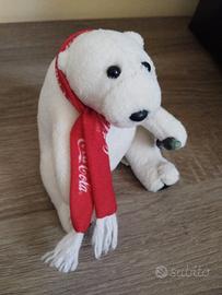 Peluche Orso Polare Coca-Cola Vintage con sciarpa