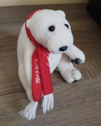 Peluche Orso Polare Coca-Cola Vintage con sciarpa