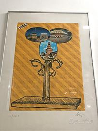 Enrico Baj "la torre" 1974 originale firmato