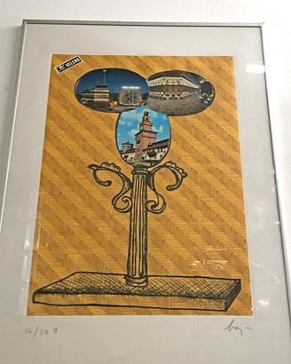 Enrico Baj "la torre" 1974 originale firmato