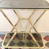 Carrello in ottone cristallo porta tv vivande