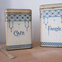 scatole di latta brocante vintage farina e caffé