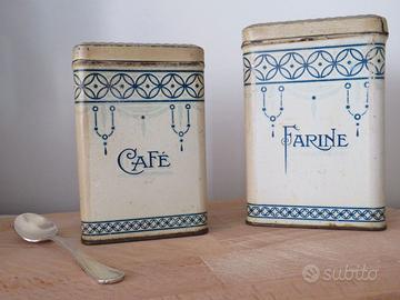 scatole di latta brocante vintage farina e caffé