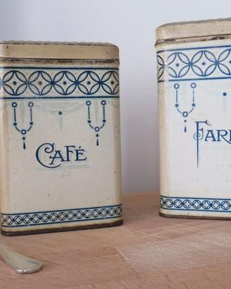 scatole di latta brocante vintage farina e caffé