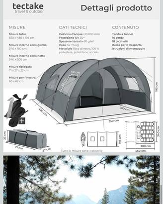 Tenda 6 posti grigia