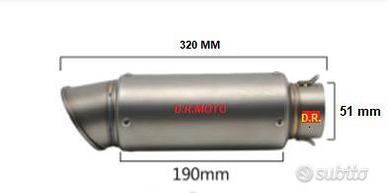 0701. scarico titanio ingresso 51 lunghezza 320 mm