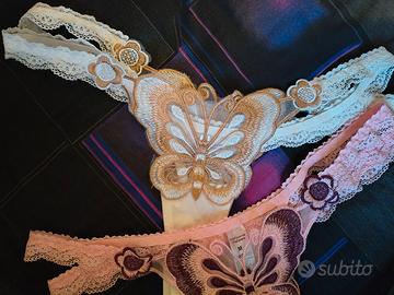 4 mutandine ricamate a farfalla biancheria intima
