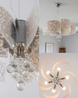 lampadario a sei luci con cristalli pendenti 