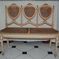 Set divanetto legno e rattan con fioriera