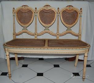 Set divanetto legno e rattan con fioriera