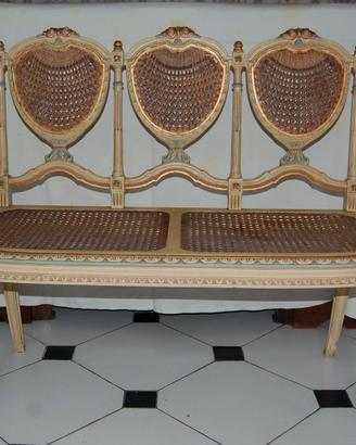 Set divanetto legno e rattan con fioriera