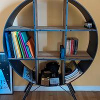 Libreria stile industrial  in fero e legno