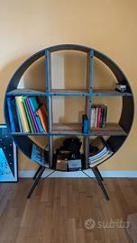Libreria stile industrial  in fero e legno