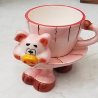 Tazzina singola ceramica maialino rosa