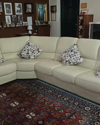 DIVANO ANGOLARE IN PELLE BIANCA – SCAVOLINI