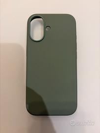 Cover iPhone 17 verde silicone floccata interna