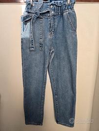 Jeans vita alta paperbag M/42 con cintura – denim 