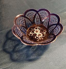 CIOTOLINA PORCELLANA TRAFORATA BLU BERTALAN HUNGAR