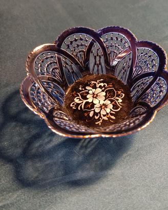 CIOTOLINA PORCELLANA TRAFORATA BLU BERTALAN HUNGAR