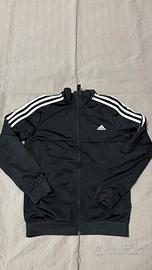 Felpa Adidas Nera con Bande Bianche 11/12 anni