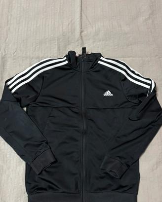 Felpa Adidas Nera con Bande Bianche 11/12 anni