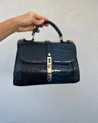 Borsa a mano blu scuro con tracolla NUOVA