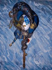 Maschera veneziana fatta a mano in ceramica e stof