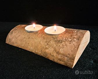 Porta tealight in legno di ulivo