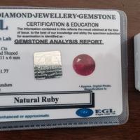 Rubino naturale 7,25 Ct certificato taglio rotondo