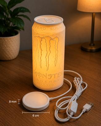 Lampada Litofania Monster Energy 3D Personalizzata
