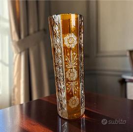 Vaso Vintage Cilindrico in Cristallo al Piombo