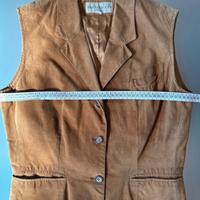 Gilet vintage in pelle marrone donna