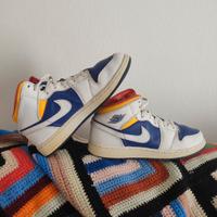 Air Jordan 1 Mid White Orange Deep Royal Blu