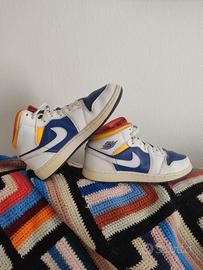 Air Jordan 1 Mid White Orange Deep Royal Blu