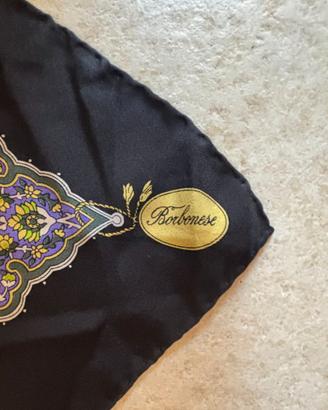 foulard vintage Borbonesecarré nero viola fantasia