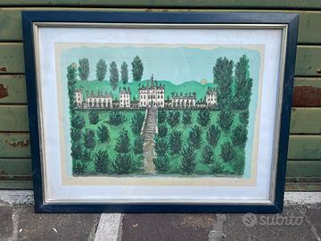 Litografia originale Tono Zancanaro “Villa Negri”