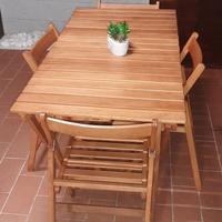 tavolo in legno da giardino pieghevole con 4 sedie