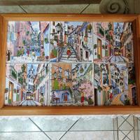 Vecchio vassoio in ceramica portoghese firmato 