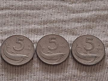 3 Monete da 5 Lire del 1951 - 1952 - 1953