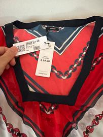 Pareo vestito rosso e blu con cartellino Bisbigli