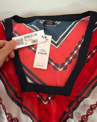 Pareo vestito rosso e blu con cartellino Bisbigli